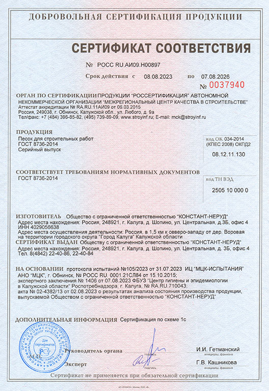 Сертифікат відповідності добровільної сертифікації ГОСТ Р